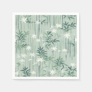 Serene Bamboo Blossom Asian (4) Napkins