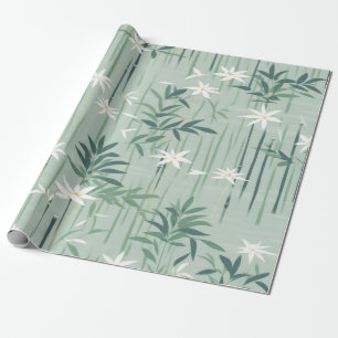 Serene Bamboo Blossom Asian (4) Wrapping Paper