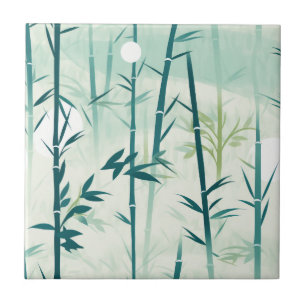 Serene Bamboo Blossom Asian (5) Ceramic Tile