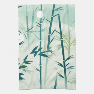 Serene Bamboo Blossom Asian (5) Kitchen Towel