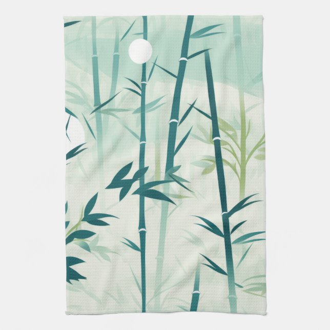 Serene Bamboo Blossom Asian  (5) Kitchen Towel (Vertical)
