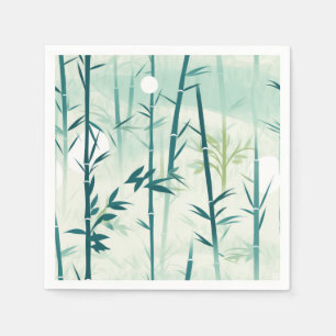 Serene Bamboo Blossom Asian (5) Napkins