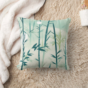 Serene Bamboo Blossom Asian (5) Throw Pillow