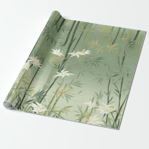 Serene Bamboo Blossom Asian (6) Wrapping Paper