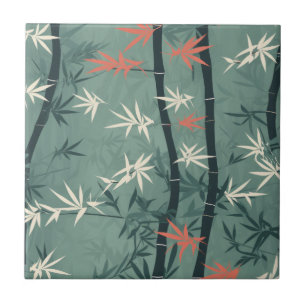 Serene Bamboo Blossom Asian (7) Ceramic Tile