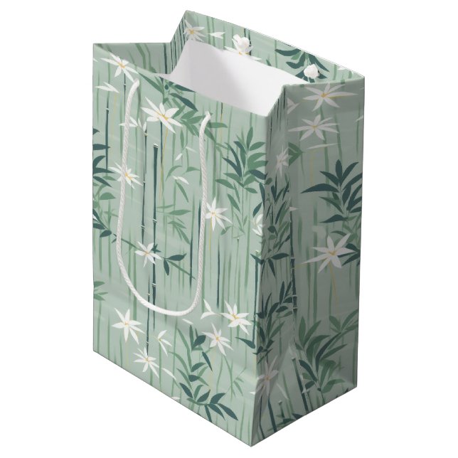 Serene Bamboo Blossom Asian  (7) Medium Gift Bag (Front Angled)