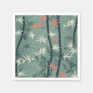 Serene Bamboo Blossom Asian (7) Napkins