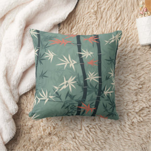 Serene Bamboo Blossom Asian (7) Throw Pillow