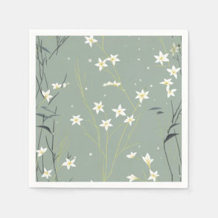 Serene Bamboo Blossom Asian (8) Napkins