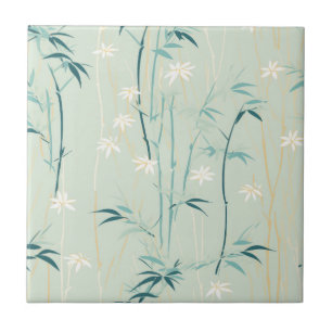 Serene Bamboo Blossom Asian (9) Ceramic Tile