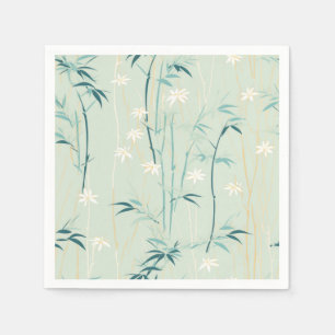 Serene Bamboo Blossom Asian (9) Napkins