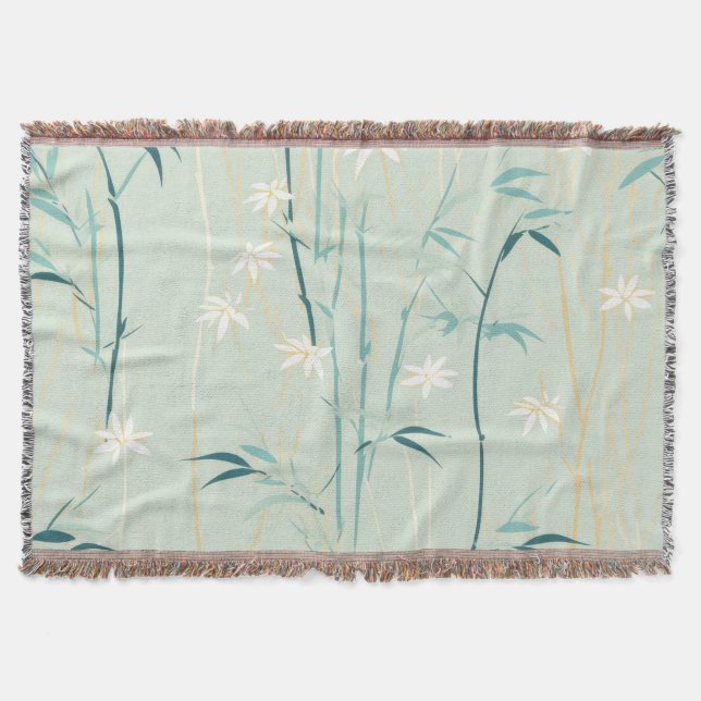 Serene Bamboo Blossom Asian  (9) Throw Blanket (Front)