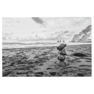 Serene Beach Cairn Metal Print