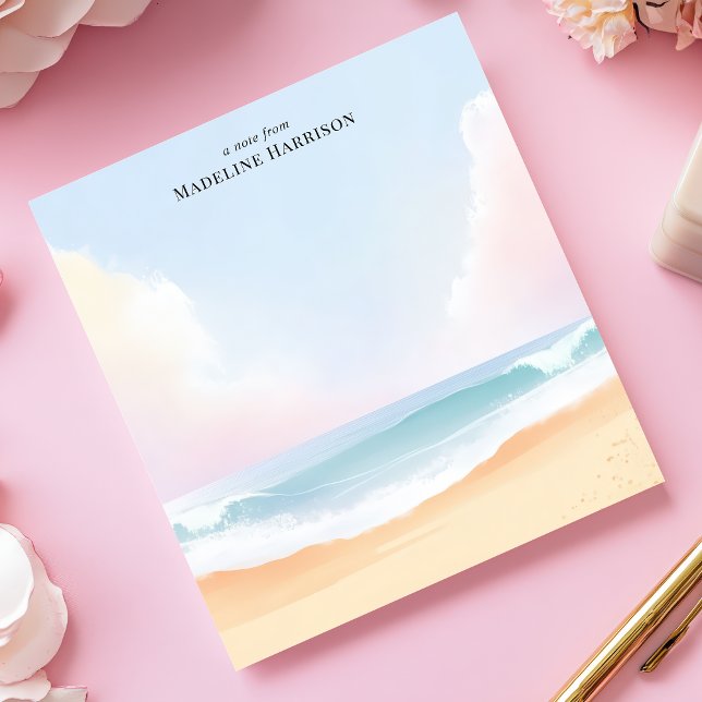 Serene Beach Clouds Ocean Sky Personalized Name Notepad (Creator Uploaded)