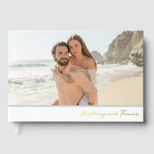 Serene Beach Romantic Photo Foil Guest Book