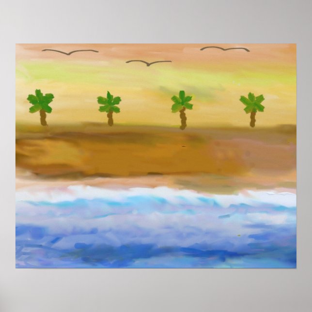 Serene Beach Scene Poster (Front)