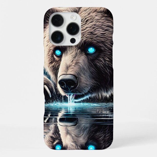 Serene Bear and Shadowed Fierce Reflection Iphone Case (Back)