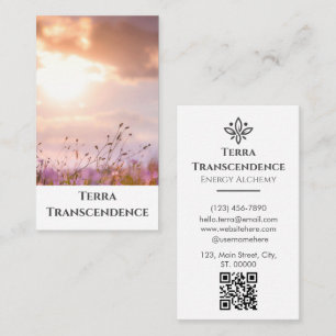 Serene Beauty Aesthetic Sunset Pink QR Code Clean Business Card