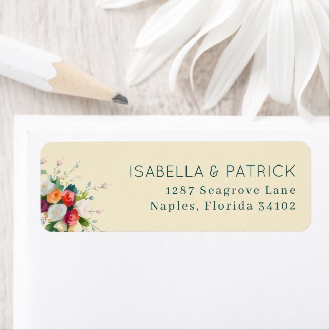 Serene Beige Floral Bouquet Label (Insitu)
