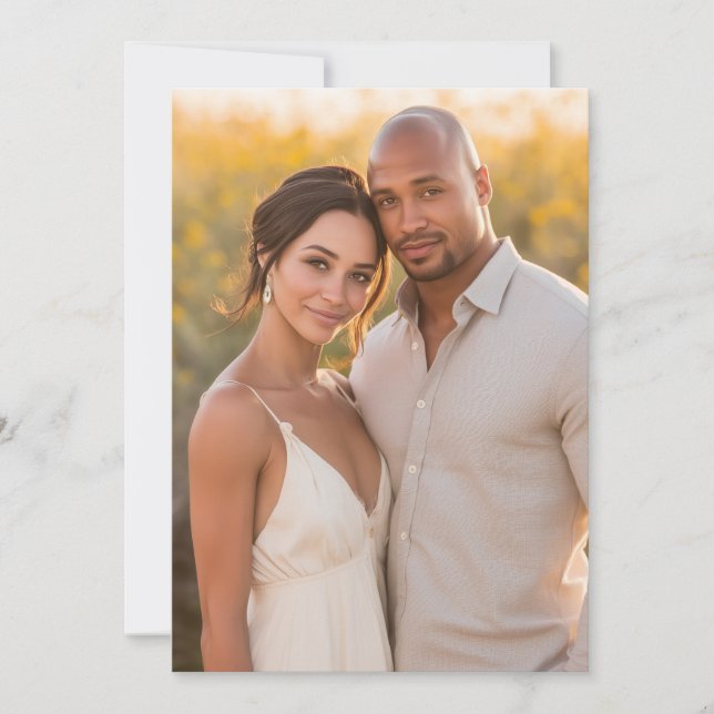 Serene Beige Naturalistic Photo Invitation (Front)