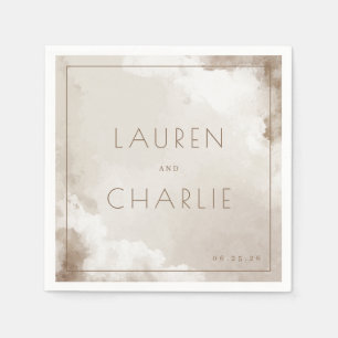 Serene Beige Watercolor Clouds Napkins