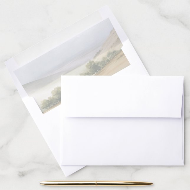 Serene Beige Watercolor Landscape Envelope Liner (Desk)