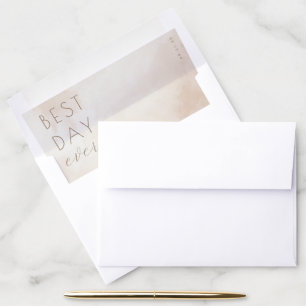 Serene Beige Watercolor Wedding Envelope Liner