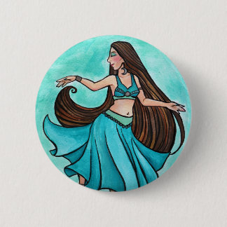 Serene Belly Dancer in Teal Button