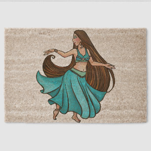 Serene Belly Dancer in Teal                        Fiber Doormat