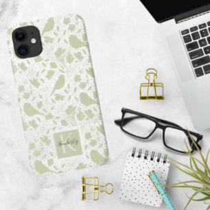Serene Birds & Florals Monogrammed iPhone 11 Case
