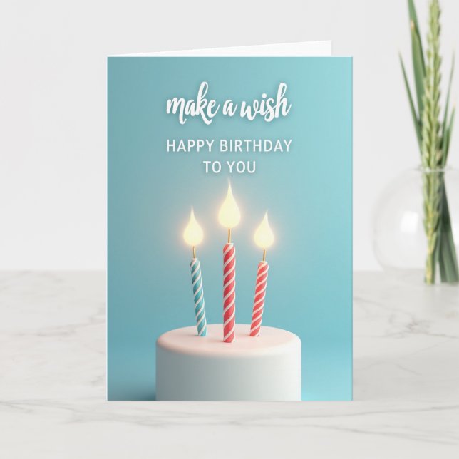 Serene Birthday Candle Card (Front)