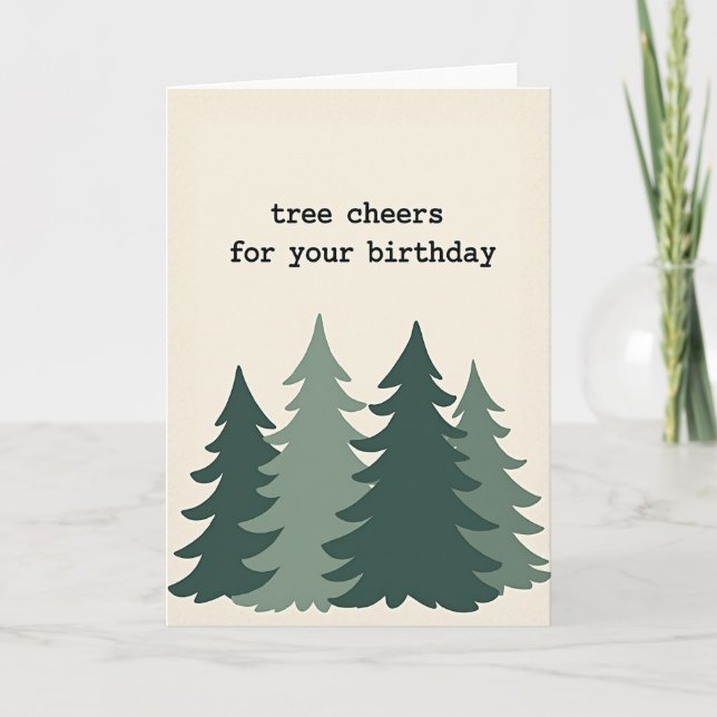 Serene Birthday Forest Trees Card (Front)