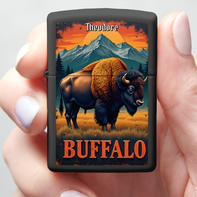 Serene Bison Zippo Lighter (In Hand)