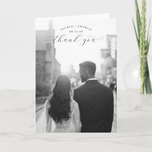 Serene Black and White Photo Letterpress Thank You Card