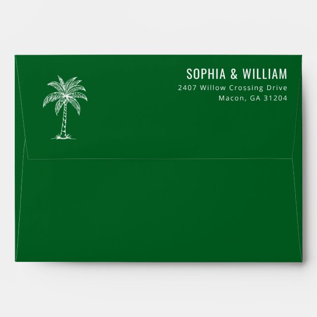 Serene Black Palm Tree Envelope (Back (Top Flap))