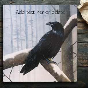 Serene Black Raven Snow Winter Forest 3 Ring Binder