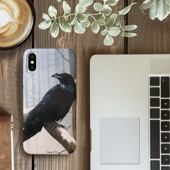 Serene Black Raven Snow Winter Forest  Case-Mate iPhone Case (Creator Uploaded)