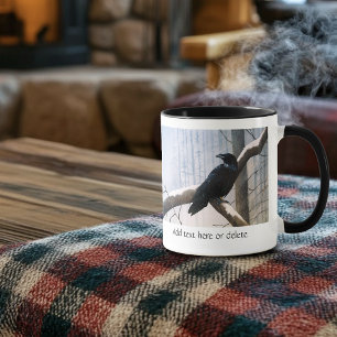 Serene Black Raven Snow Winter Forest  Mug