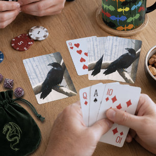 Serene Black Raven Snow Winter Forest Poker Cards