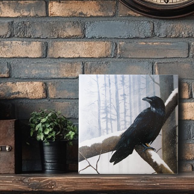 Serene Black Raven Snow Winter Forest  Tile (Creator Uploaded)