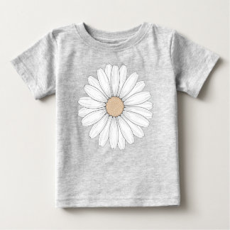 Serene Bloom - Daisy Flower Delicate Illustration Baby T-Shirt