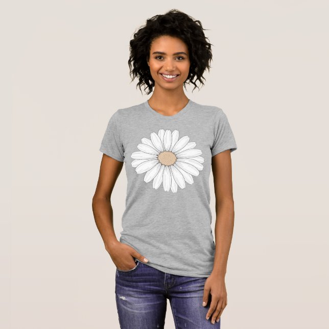Serene Bloom: Delicate Fine Line Botanical Art T-Shirt (Front Full)