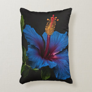 "Serene Bloom: The Beauty of Blue Hibiscus Flowers Accent Pillow
