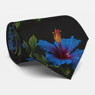 "Serene Bloom: The Beauty of Blue Hibiscus Flowers Neck Tie