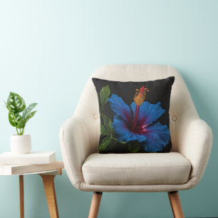 "Serene Bloom: The Beauty of Blue Hibiscus Flowers Throw Pillow