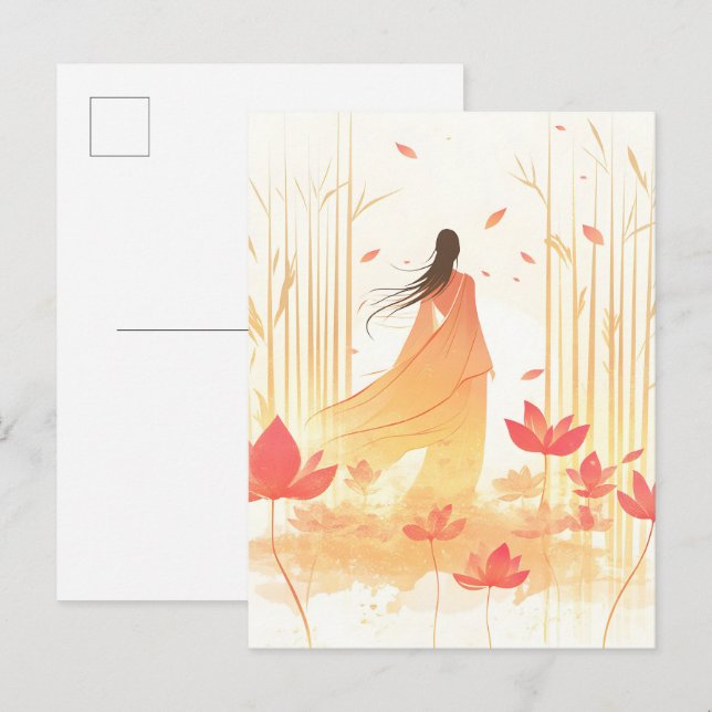 Serene Blossom Lotus Garden Announcement Postcard (Front/Back)
