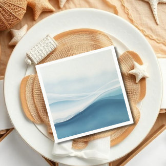 Serene Blue Abstract Wedding Napkins