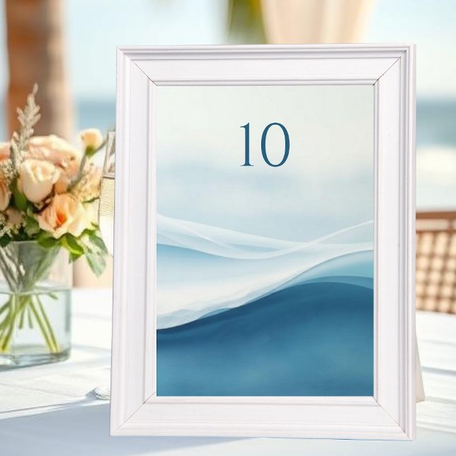Serene Blue Abstract Wedding Table Numbers (Serene Blue Abstract Wedding Table Numbers)