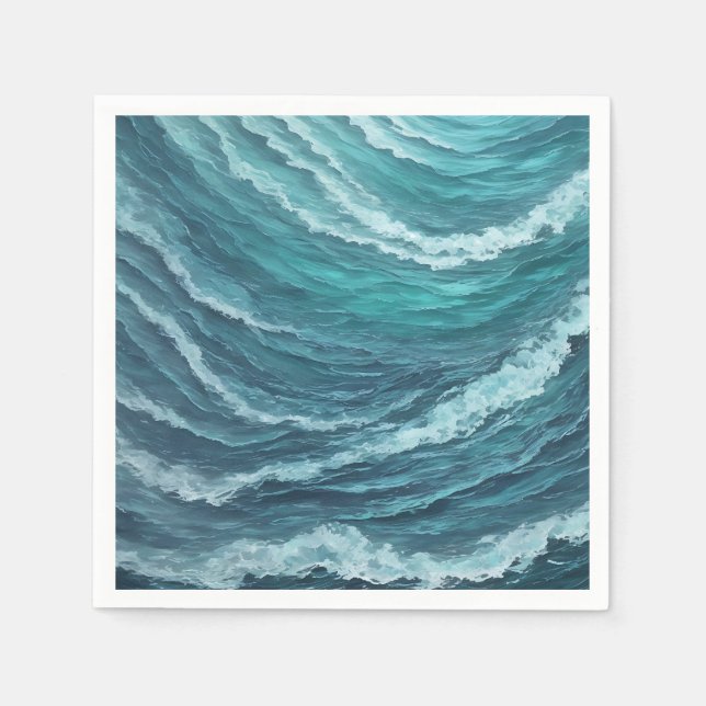 Serene Blue and Green Abstract Napkins (Front)