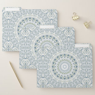 Serene Blue and Green Mandala Pattern Design File Folder